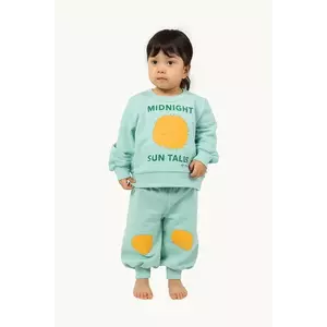 Tinycottons pantaloni de trening din bumbac pentru bebeluși SUN TALES GRAPHIC BABY SWEATPANT culoarea verde, cu imprimeu, SS25-106 imagine