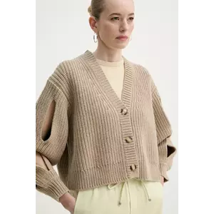 Nanushka cardigan din lana KAROLIN femei, culoarea bej, NW25RSCA11974 imagine