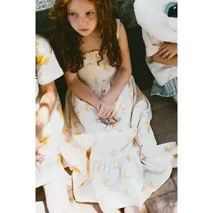 Tinycottons rochie din bumbac pentru copii MIDNIGHT SUN DRESS culoarea bej, mini, evazată, SS25-022 imagine