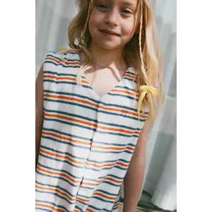 Tinycottons salopetă din bumbac pentru copii STRIPES MULTICOLOR JUMPSUIT culoarea alb, bumbac, SS25-131 imagine