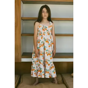 Tinycottons rochie din bumbac pentru copii STRAWBERRIES WOVEN DRESS culoarea roz, midi, dreaptă, SS25-166 imagine