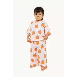 Tinycottons pantaloni din bumbac pentru bebeluși APPLES BABY PANT culoarea galben, cu imprimeu, SS25-039 imagine