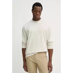 BOSS longsleeve din bumbac culoarea bej, neted, 50531331 imagine