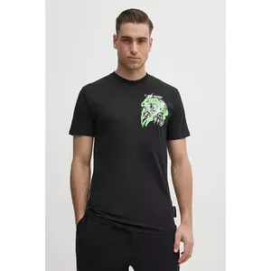 PLEIN SPORT tricou din bumbac barbati, culoarea negru, cu imprimeu, SAEC MTK8014 STE001N imagine