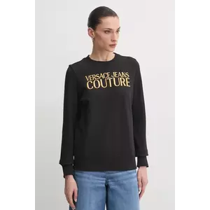 Versace Jeans Couture hanorac de bumbac femei, culoarea negru, cu imprimeu, 78HAIT06 CF01T imagine