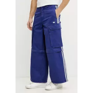 adidas Originals pantaloni de bumbac CARGO PANTS barbati, culoarea violet, drept, JY6294 imagine