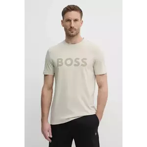 BOSS Orange tricou din bumbac BOSS ORANGE culoarea bej, cu imprimeu, 50481923 imagine