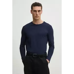 United Colors of Benetton longsleeve din bumbac culoarea albastru marin, neted, 3JE1J19A9 imagine