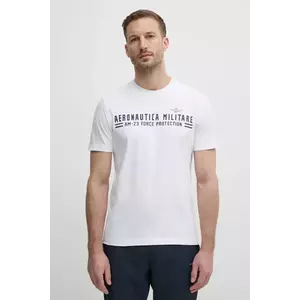Aeronautica Militare tricou din bumbac barbati, culoarea alb, cu imprimeu, TS1942J538 imagine