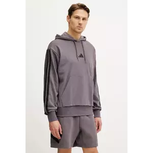 adidas bluza Essentials barbati, culoarea violet, cu glugă, cu imprimeu, JE6365 imagine