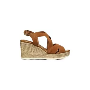 Geox espadrile din piele intoarsa D PONZA culoarea maro, toc pana, D35GVC 00021 C6001 imagine