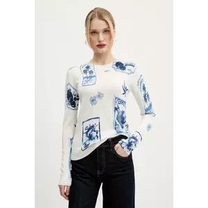Desigual pulover din amestec de in TAMPERE femei, culoarea alb, light, 25SWJF32 imagine
