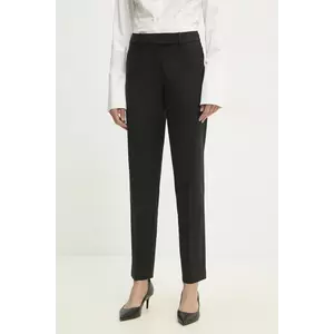 Answear Lab pantaloni de costum drepți culoarea negru, fason tigareta, high waist imagine