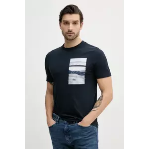 BOSS Orange tricou din bumbac barbati, culoarea albastru marin, cu imprimeu, 50539194 imagine