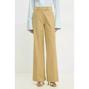 Answear Lab pantaloni de costum largi culoarea galben, drept, high waist imagine