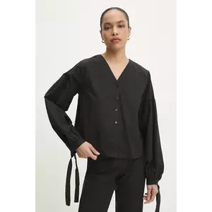 Answear Lab cămașă femei, culoarea negru, relaxed imagine