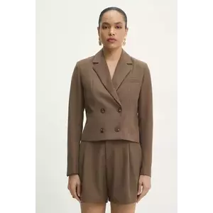 Answear Lab sacou culoarea maro, cu doua randuri de nasturi, neted imagine