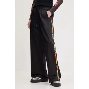 Desigual pantaloni de bumbac PAISLEY LACROIX femei, culoarea negru, drept, high waist, 25SWPW19 imagine