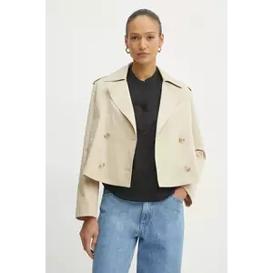 BOSS Orange trenci femei, culoarea bej, de tranzitie, cu doua randuri de nasturi, 50540718 imagine