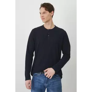 Medicine longsleeve din bumbac culoarea albastru marin, neted imagine