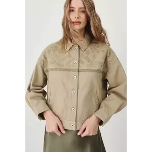 Medicine geaca de blugi din bumbac culoarea verde, de tranzitie, oversize imagine