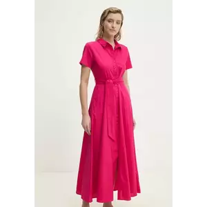 Answear Lab rochie din bumbac culoarea roz, maxi, evazată imagine