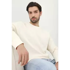 Medicine longsleeve din bumbac culoarea bej, neted imagine