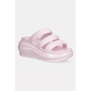 Crocs papuci Mega Crush Tripe Strap femei, culoarea roz, cu platforma, 209842.6ZW imagine