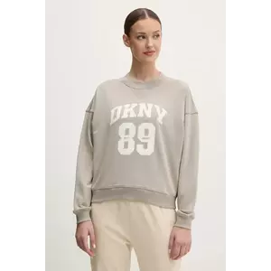 Dkny hanorac de bumbac femei, culoarea bej, cu imprimeu, DP5T1230 imagine