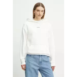 La Mania bluză femei, culoarea alb, cu glugă, melanj, ARIA imagine