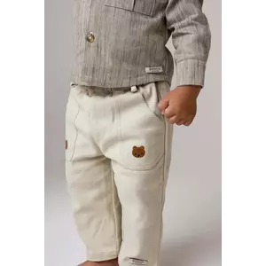 Donsje pantaloni de bumbac pentru copii Kassim Trousers Bear culoarea bej, neted, 4096301 imagine