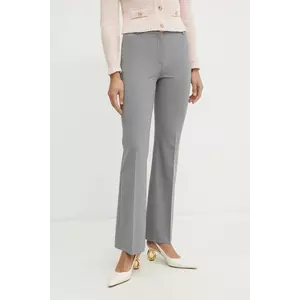 Luisa Spagnoli pantaloni din lână femei, culoarea gri, drept, high waist, 542004 imagine