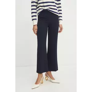 Luisa Spagnoli pantaloni femei, culoarea bleumarin, drept, high waist, 542013 imagine