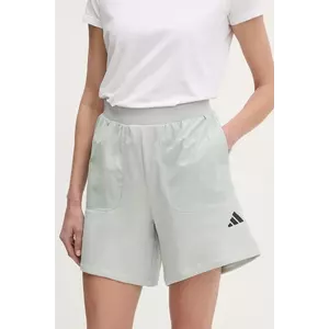adidas pantaloni scurți City Escape femei, culoarea gri, uni, high waist, JC5108 imagine