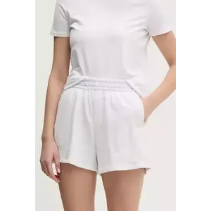 Dkny pantaloni scurți din bumbac femei, culoarea gri, uni, high waist, DP5S5252 imagine