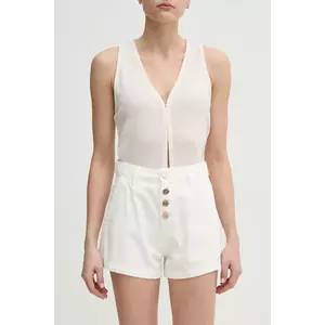 Gaudi pantaloni scurți femei, culoarea alb, uni, high waist, 511BD25023 imagine