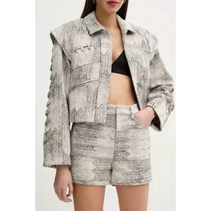 IRO pantaloni scurți femei, culoarea bej, cu imprimeu, high waist, WP30MONIA imagine