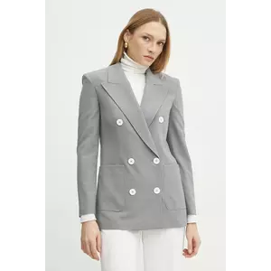 Luisa Spagnoli sacou din lână culoarea gri, cu doua randuri de nasturi, uni, 541870 imagine