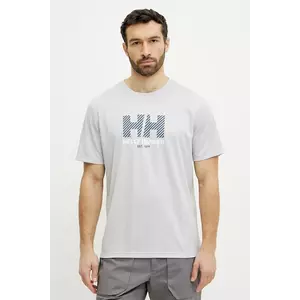 Helly Hansen tricou sport Tech Graphic culoarea gri, cu imprimeu, 49574 imagine