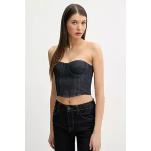 Miss Sixty top din denim femei, culoarea albastru marin, neted, 6S1XJ52500 imagine