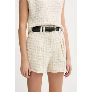 IRO pantaloni scurți din amestec de in femei, culoarea bej, modelator, high waist, WP30XAGA imagine