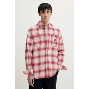 Dickies camasa din bumbac barbati, culoarea rosu, cu guler clasic, relaxed, DK0A4XGT0ER1 imagine