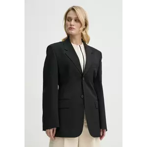 Filippa K sacou din lana culoarea negru, un singur rand de nasturi, neted, 31533 imagine