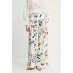 MUNTHE pantaloni FAICUS femei, culoarea bej, lat, high waist, 251142525121 imagine
