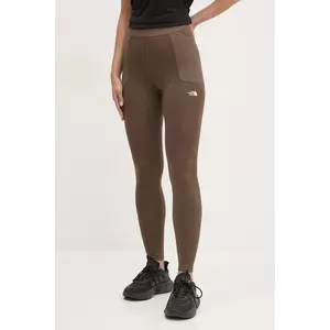 The North Face leggins sport Refina femei, culoarea maro, neted, NF0A89181OI1 imagine