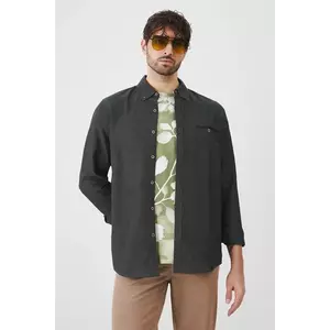 Medicine camasa de in barbati, culoarea verde, cu guler button-down, regular imagine