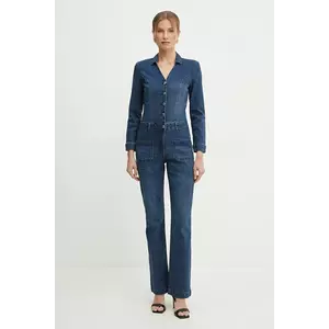 Morgan salopeta jeans PCHALA culoarea albastru marin, cu guler, PCHALA imagine