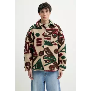 Desigual geaca din amestec de lana QUEBEC culoarea bej, de tranzitie, 25SMEW02 imagine