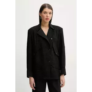 IRO sacou din lana culoarea negru, oversize, neted, WP100BILLAN imagine