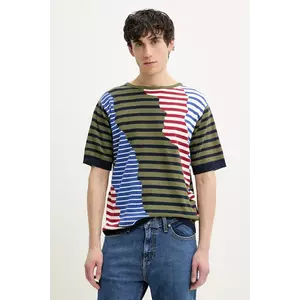 Desigual tricou din bumbac TERRANOVA barbati, culoarea verde, modelator, 25SMTF04 imagine